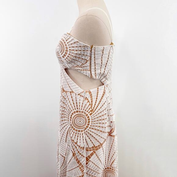 Jonathan Simkhai Jamie Dress White Fossil Guipure Lace Wedding Party LWD Size 12 - Picture 7 of 16